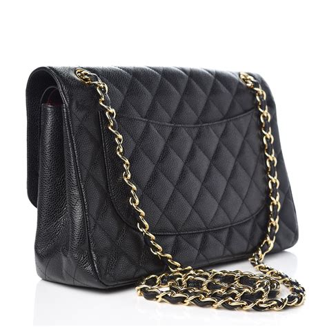 chanel jumbo flap caviar black|CHANEL Caviar Quilted Jumbo Double Flap Black.